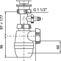 фото Сифон МИНОР для мойки с выпуском 1'1/2 х 40 мм с отводом для стиральной или посудомоечной машины (30718032)