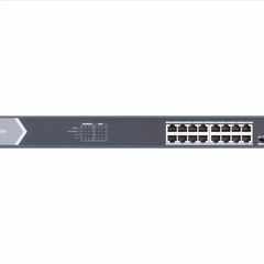 фото Коммутатор неуправляемый PoE 12 портов 1000 Мб/с, 2хRJ45, 2хSFP 225 Вт (DS-3E0520HP-E)