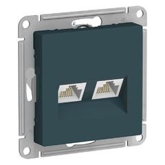 фото Розетка ATLASDESIGN двойная компьютерная RJ45+RJ45 категория 5E механизм изумруд (ATN000885)