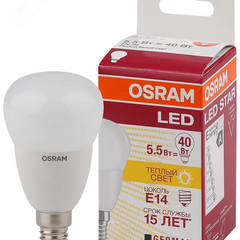 фото Лампа светодиодная LED 5.4Вт E14 LS CLP40 теплый, матовый шар Osram (971615)