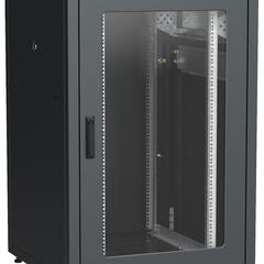 фото Шкаф сетевой 19' LINEA N 24U 800х800мм стеклянная передняя дверь задняя металлическая черный (LN05-24U88-GM)