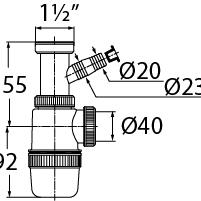 фото Сифон ЭЛИТ для моек и раковин 1'1/2 x 40 мм без выпуска с отводом для стиральной или посудомоечной машины (30980613)