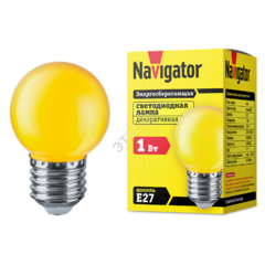 фото Лампа светодиодная LED 1вт Е27 желтый шар (71830 NLL-G45)