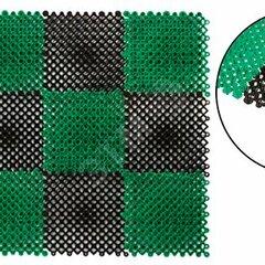 фото Коврик пластиковый Травка 410 x 550 мм, клетка черно-зеленая (67931)