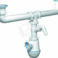 фото Сифон для мойки АНИ Грот 1 1/2' x 40 двойной с отводом для стиральной машины (A3500)