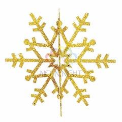 фото Фигура профессиональная елочная Снежинка резная 3D 61см золотой (502-361)