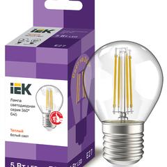 фото Лампа светодиодная LED 5вт Е27 теплый шар FILAMENT (LLF-G45-5-230-30-E27-CL)