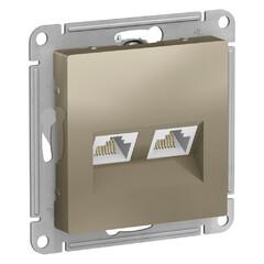 фото Розетка ATLASDESIGN двойная компьютерная RJ45+RJ45 категория 5E механизм шампань (ATN000585)