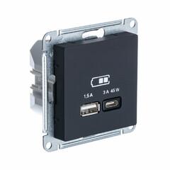 фото ATLASDESIGN USB РОЗЕТКА A + тип-C 45W высокоскор.заряд. QC, PD, механизм, КАРБОН (ATN001029)