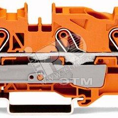 фото Клемма трехпроводная проходная 0.5-10(16)мм.кв оранжевая (2010-1302)