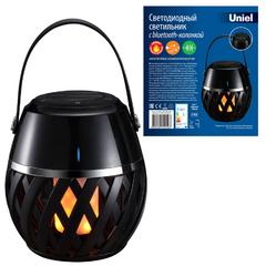 фото Светодиодный светильник ULD-R201 LED/FLAME BLACK  с bluetooth колонкой 75db. Эффект пламени. Встроенный аккумулятор 1800mAh. Черный. ТМ Uniel (UL-00006768)