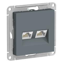 фото Розетка ATLASDESIGN двойная компьютерная RJ45+RJ45 категория 5E механизм грифель (ATN000785)