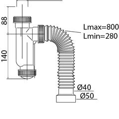фото Сифон ЭКОНОМ для писсуара вертикальный вход D38-44 мм с гофротрубой L800 мм  40 - 40/50 (30987082)