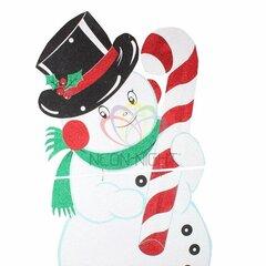 фото Фигура профессиональная елочная Снеговик в шляпе 175х90см белый (502-394)