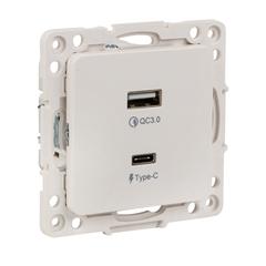 фото Стокгольм Механизм Розетки с 2USB type-A + type-C белый  EKF (EYR-2USB-type-C)