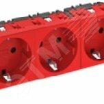 фото Розетка двойная 33° с заземляющим контактом 250 В 16A (красный) (STD-D3 SRO2)