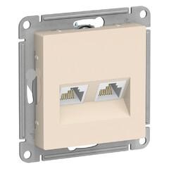 фото Розетка ATLASDESIGN двойная компьютерная RJ45+RJ45 категория 5E механизм бежевый (ATN000285)