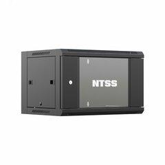 фото Шкаф настенный телекоммуникационный NTSS W 9U 600х600х500мм, 2 профиля 19, дверь стеклянная, боковые стенки съемные, задняя стенка, разобранный, черный RAL 9005 (NTSS-W9U6060GS-BL)