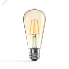 фото Лампа светодиодная LED 6 Вт 620 Лм 2400К Е27 ST64 golden диммируемая Filament Gauss (102802006-D)