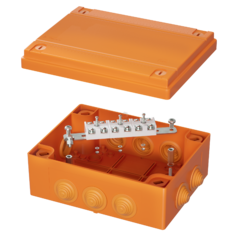 фото Коробка пластиковая FS с кабельными вводами и клеммниками IP55 240x190x90мм 6р 450V 20A 10мм.кв нержавеющий контакт (FSK41610)