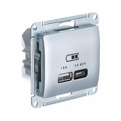 фото GLOSSA USB РОЗЕТКА A + тип-C 45W высокоскор.заряд. QC, PD, механизм, АЛЮМИНИЙ (GSL000329)