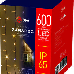 фото Светодиодная новогодняя гирлянда ERAPS-SP1 сеть 3 м тёплый белый свет 600 LED ЭРА (Б0051893)