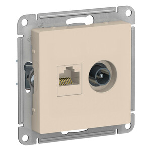 фото Розетка ATLASDESIGN двойная компьютерная+ТВ RJ45+TV категория 5E механизм бежевый (ATN000289)