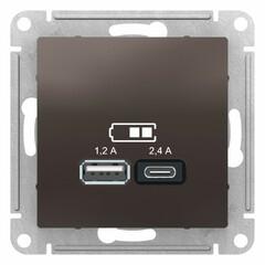 фото РОЗЕТКА USB ATLASDESIGN A+С, 5В/2,4А, 2х5В/1,2А, механизм, МОККО (ATN000639)