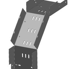фото Лоток замковый перфорированный КСЗ 150х65-90 УТ1.5 для поворота трассы вниз на 90. оцинкованный лист(толщина покрытия 10 -18мкм)  S1.5 (П0000024809)