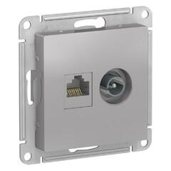 фото Розетка ATLASDESIGN двойная компьютерная+ТВ RJ45+TV категория 5E механизм алюминий (ATN000389)
