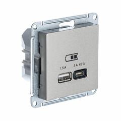 фото ATLASDESIGN USB РОЗЕТКА A + тип-C 45W высокоскор.заряд. QC,PD, механизм, ШАМПАНЬ (ATN000529)