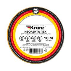 фото Изолента ПВХ KRANZ 0.13х15 мм, 10 м, желтая 10шт (etmKR-09-2002)