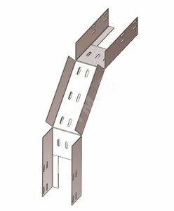 фото Лоток перфорированный КС 500х80 УТ1,5 для поворота трассы вниз на 90, оцинкованный лист, S1,5 (1918)