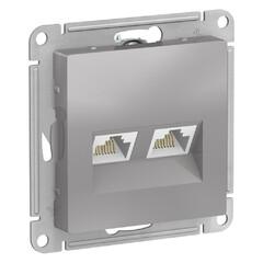 фото Розетка ATLASDESIGN двойная компьютерная RJ45+RJ45 категория 5E механизм алюминий (ATN000385)