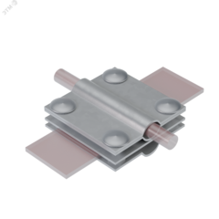 фото Соединитель заземляющий для прутка ? 5-12мм, стержня ? 10-20мм, полосы до 40мм. 4 пластины. Метизы 4хМ8х40. Нержавеющая сталь (MA0350)