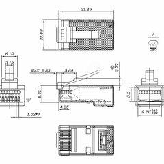 фото Разъем легкой оконцовки RJ-45 (8P8C) под витую пару (PLEZ-8P8C-U-C6-SH-100)