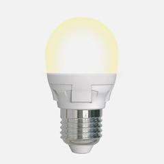 фото LED-G45 7W/3000K/E27/FR/DIM PLP01WH Лампа светодиодная, диммируемая. Форма «шар», матовая. Серия Яркая. Теплый белый свет (3000K). Картон. ТМ Uniel. (LED-G45 7W/3000K/E27/FR/DIM)