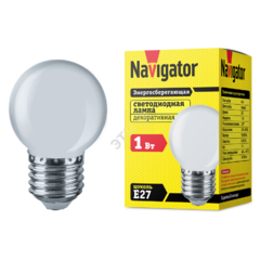 фото Лампа светодиодная LED 1вт Е27 белый шар (61243 NLL-G45)