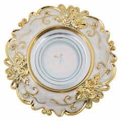 фото DLS-A105 GU5.3 CHROME/BEIGE+GOLD Светильник декоративный встраиваемый, серия Arno. Без лампы, цоколь GU5.3. Металл/полимер. Хром/бежевый+золото. ТМ Fametto (DLS-A105-2001)