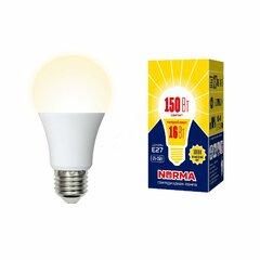 фото Лампа светодиодная LED-A60-16W/WW/E27/FR/NR Форма A, матовая. Серия Norma. Теплый белый свет (3000K). Картон. ТМ Volpe (UL-00004027)