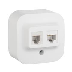 фото Quteo Розетка телефонная+компьютерная RJ11+RJ45 категория 5 UTP белая наружная (782221)