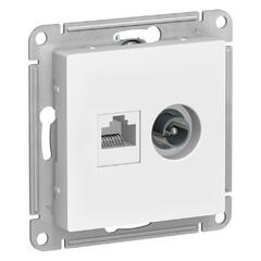фото Розетка ATLASDESIGN двойная ТВ + компьютерная RJ45 категория  5Е белый (ATN000189)
