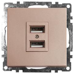 фото Розетка 2-местная USB (механизм), 250В, 2,4А, серия Катрин, шампань (GLS10-7115-02)