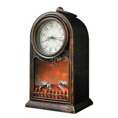 фото Светодиодный камин Старинные часы с эффектом живого огня 14,7x11,7x25 см, бронза, батарейки 2хС (не в комплекте) USB NEON-NIGHT (511-021)