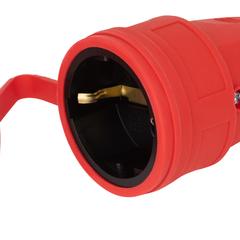 фото Розетка ЭРА RX10-R-IP44 каучуковая c заземлением 16А IP44 прямая красная (Б0055419)