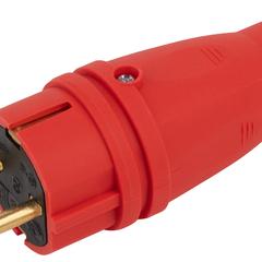 фото Вилка ЭРА VX10-R-IP44 каучуковая c заземлением 16А IP44 прямая красная (Б0055415)