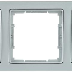 фото РУ-3-БС Рамка трехместная квадратная BOLERO Q1 серебряный IEK (EMB32-K23-Q1)