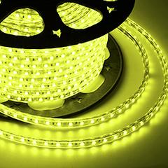 фото Лента LED герметичная в силиконовой оболочке 220В 10х7мм IP65 SMd3528 60 диодов/метр желтый (бухта 100м) (142-602)