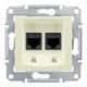Фото №2 Sedna Розетка компьютерная двойная RJ45 категория 6 в рамку бежевая (SDN4800147)