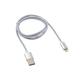 Фото Кабель USB-Lightning 1 м, серебристая нейлоновая оплетка (etm18-7051)